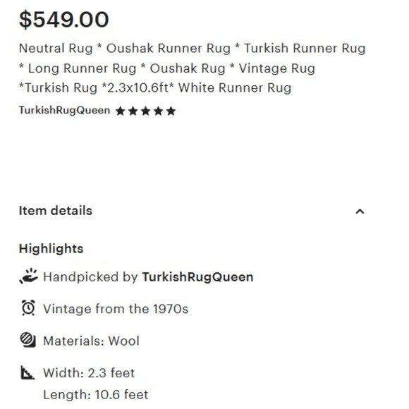 X-Long Oushak (Turkish) Runner Rug (Vintage) 2.3x10.6 - Picture 4 of 9